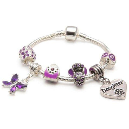 Daughter Purple Fairy Dream Silver Plated Charm Bracelet