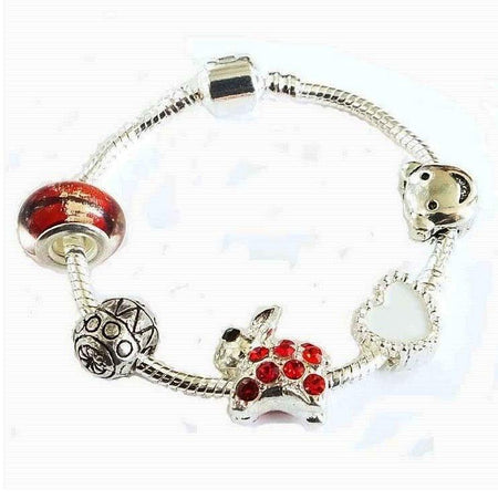 Pretty In Pink Silver Plated Charm Bracelet For Girls