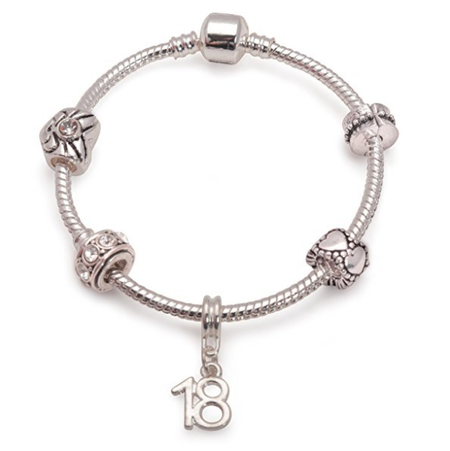 Children's Pink 'Happy 10th Birthday' Silver Plated Charm Bead Bracelet