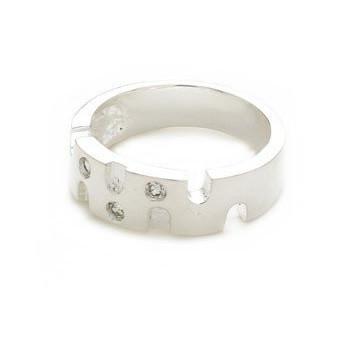 Designer Inspired 925 Sterling Silver Plated and Crystal Diamante Geometric 'Stardust' Ring