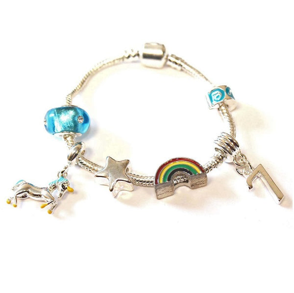 Unicorn Bracelet Gift For 7 Year Old Girls Birthday, Silver Plated 7th  Jewelry