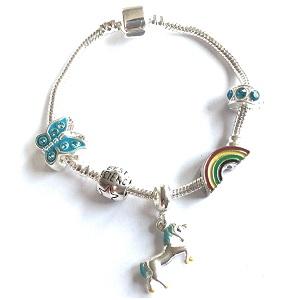 Children's Best Friend 'Magical Unicorn' Silver Plated Charm Bead Bracelet