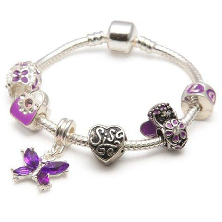 Little Sister Purple Fairy Dream Silver Plated Charm Bracelet