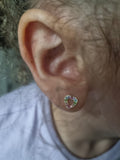 Children's Sterling Silver 'Multicoloured Diamante Sparkle Heart' Stud Earrings