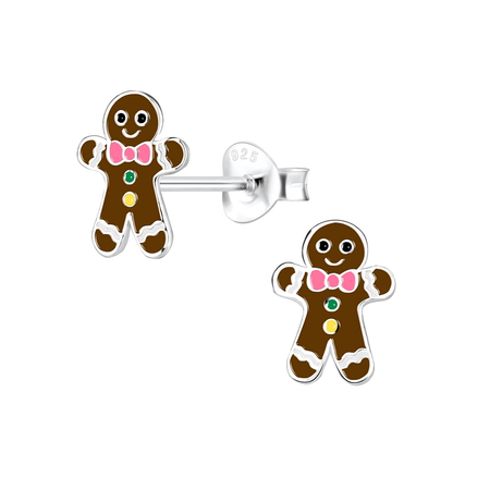 Children's Sterling Silver Christmas Jolly Snowman Stud Earrings
