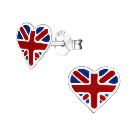 Children's Sterling Silver 'Aqua Blue Dazzle Crystal Heart' Stud Earrings