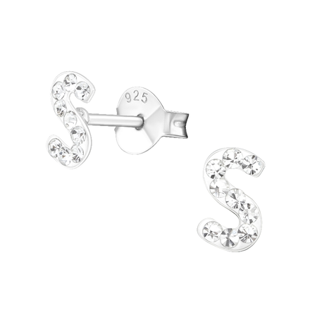 Children's Sterling Silver 'Letter L' Stud Earrings