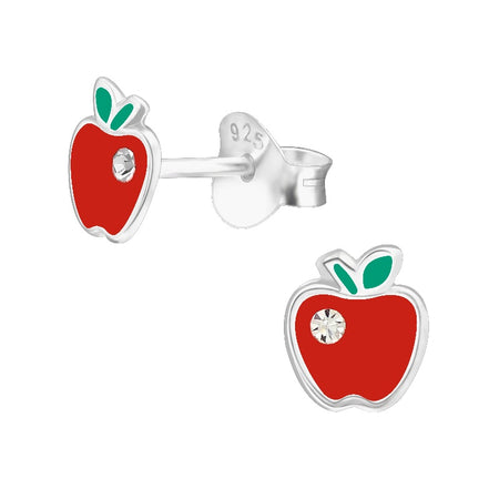 Silver Plated Green Enamel Apple Charm