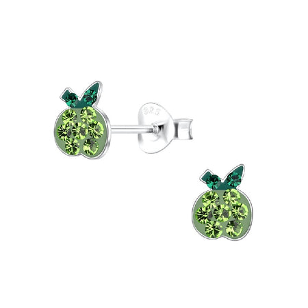 Silver Plated Green Enamel Apple Charm