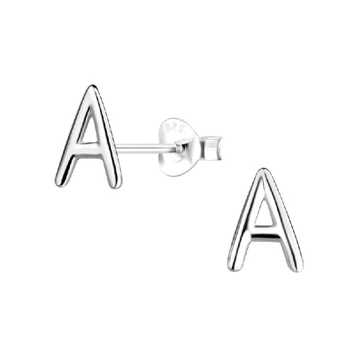 Children's Sterling Silver 'Letter A' Stud Earrings