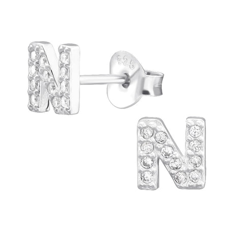 Children's Sterling Silver 'Letter P' Stud Earrings
