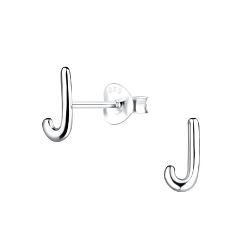 Children's Sterling Silver 'Letter J' Stud Earrings