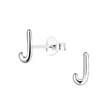 Children's Sterling Silver 'Letter J' Stud Earrings