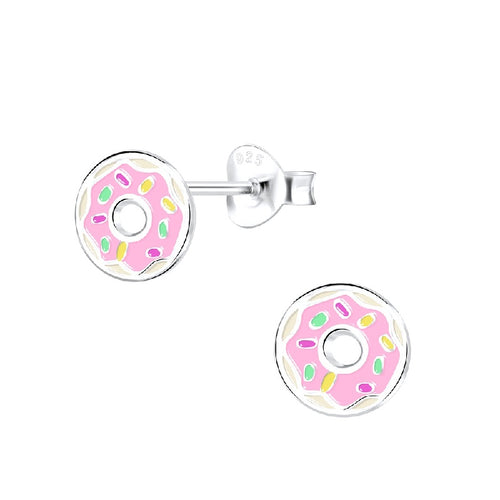 Children's Sterling Silver 'Colorful Donut' Stud Earrings