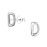 Children's Sterling Silver 'Letter D' Stud Earrings