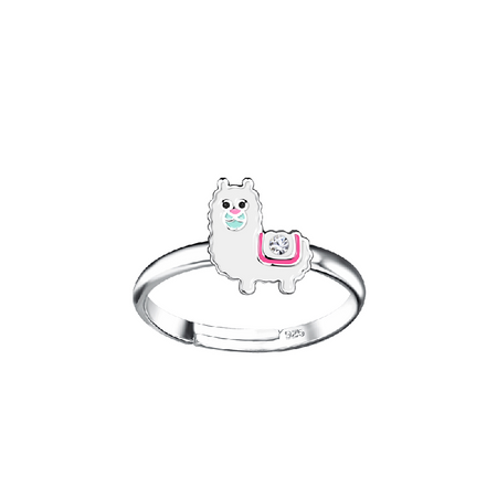 Children's Sterling Silver Adjustable 'Pink Diamante colorful Butterfly' Ring