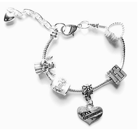 Girls First Holy Communion/Confirmation Charm Bracelet Silver Plated