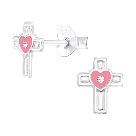 Children's Sterling Silver 'White and Pink Winged Unicorn' Stud Earrings