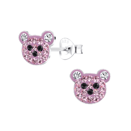 Children's Sterling Silver 'Neon Pink Star Ball’ Stud Earrings