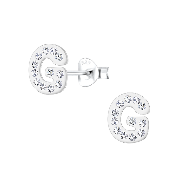 Children's Sterling Silver 'Letter G' Stud Earrings