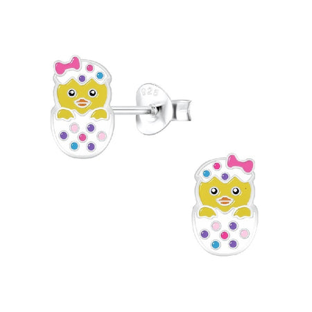 Children's Sterling Silver Hornbill Stud Earrings