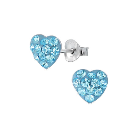 Children's Sterling Silver 'Violet Purple Crystal Love Heart' Stud Earrings