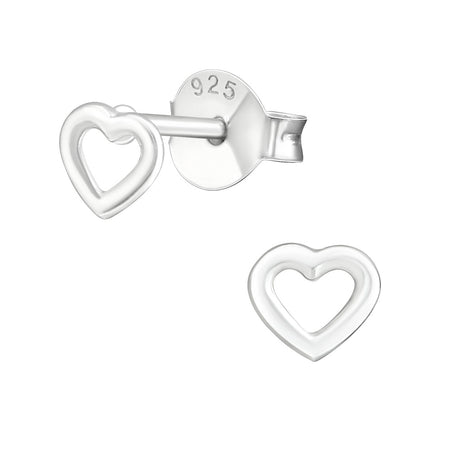 Children's Sterling Silver Pink and Black Heart Stud Earrings - Earrings