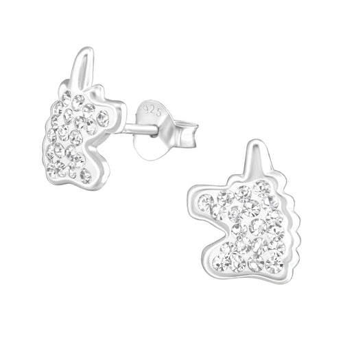 Children's Sterling Silver 'Sparkle Unicorn' Crystal Stud Earrings