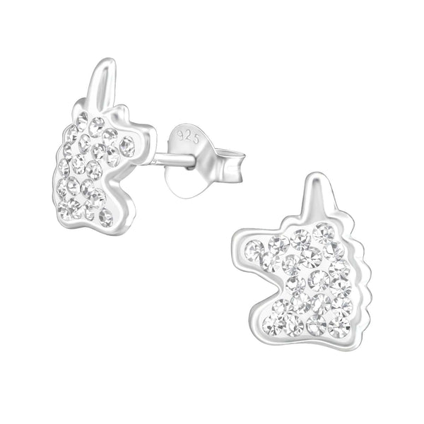 Children's Sterling Silver 'Sparkle Unicorn' Crystal Stud Earrings