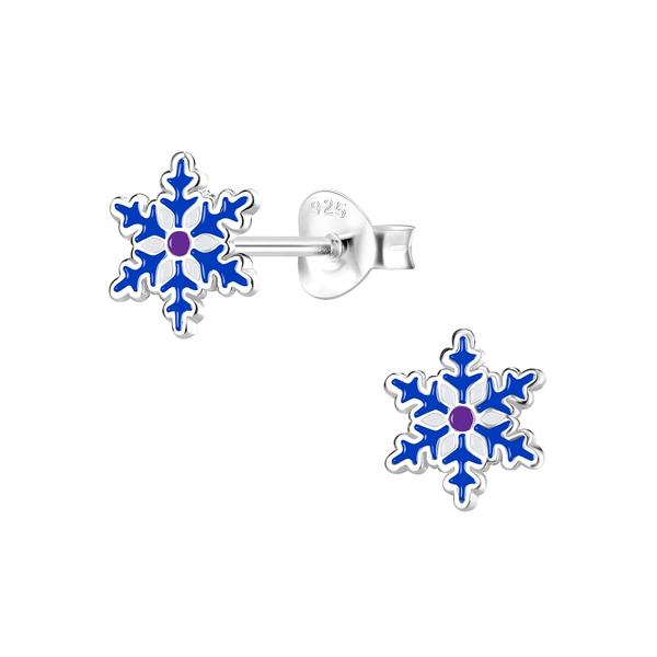 Children's Sterling Silver Christmas Snowflake Stud Earrings