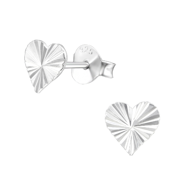 Children's Sterling Silver 'Engraved Heart' Stud Earrings