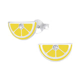 Children's Sterling Silver 'Yellow Lemon Slice' Crystal Stud Earrings Yellow