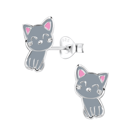Children's Sterling Silver Halloween Glitter Ghost Stud Earrings