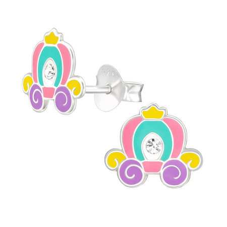 Children's Sterling Silver 'Aqua Blue Sparkle Heart' Crystal Hoop Earrings