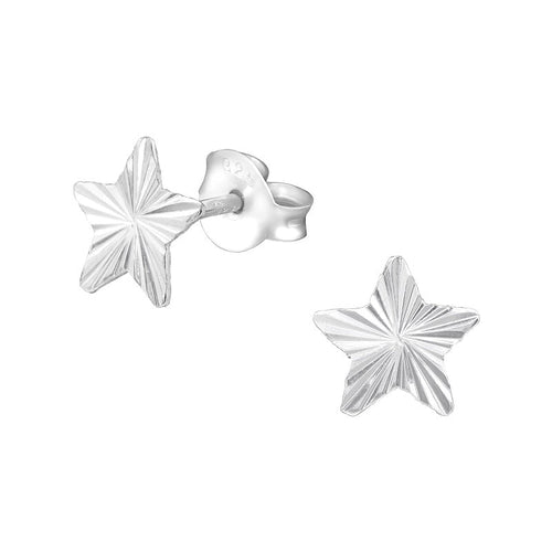 Children's Sterling Silver 'Engraved Star' Stud Earrings