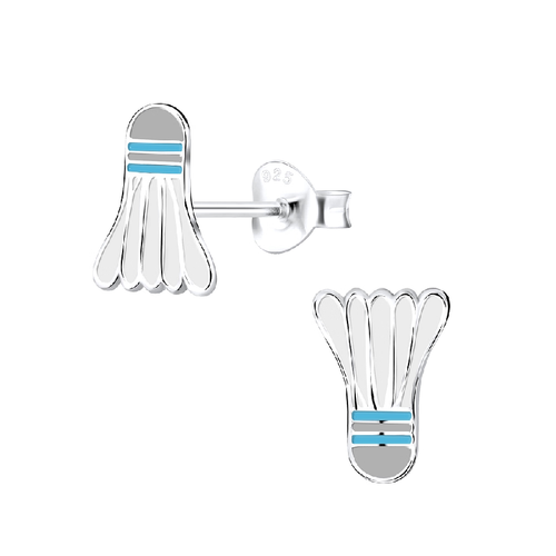 Children's Sterling Silver Shuttlecock Stud Earrings