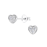 Children's Sterling Silver 'Sparkle and Shine Heart' Stud Earrings