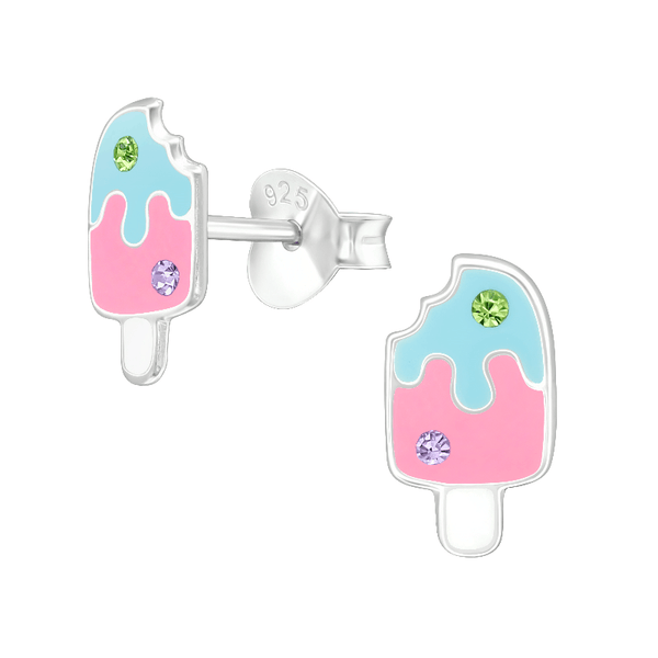 Children's Sterling Silver 'Ice Lollipop' Crystal Stud Earrings