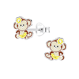 Children's Sterling Silver Cheeky Monkey Stud Earrings