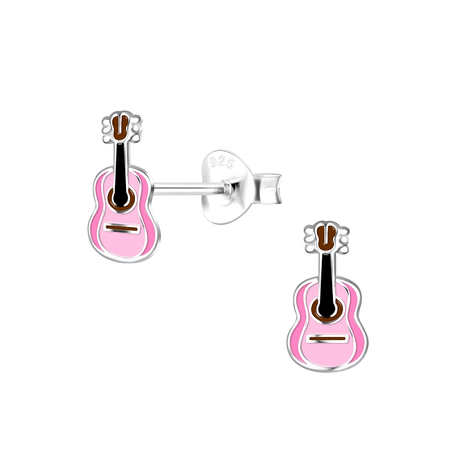 Children's Sterling Silver 'Neon Pink Star Ball’ Stud Earrings