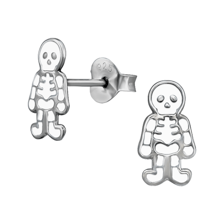 Children's Sterling Silver Halloween Glitter Ghost Stud Earrings