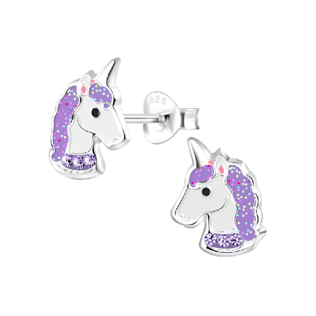 Children's 'Purple Unicorn' Silver Plated Charm Bead Bracelet