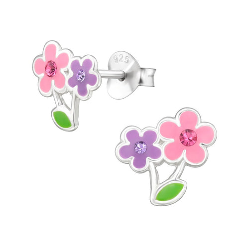 Children's Sterling Silver 'Pretty Flowers' Stud Earrings