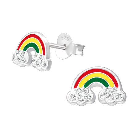 Children's Sterling Silver 'Star with Pink Crystal' Stud Earrings
