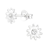 Children's Sterling Silver 'Sun with Centre Crystal' Stud Earrings