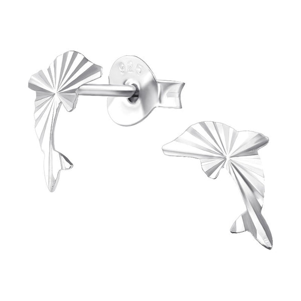 Children's Sterling Silver 'Engraved Dolphin' Stud Earrings