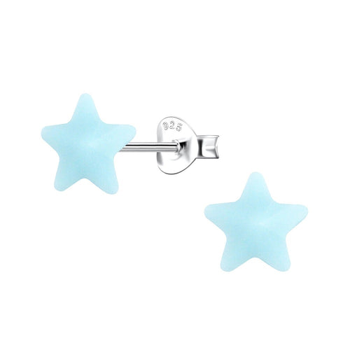 Children's Sterling Silver 'Pale Blue Resin Star' Stud Earrings