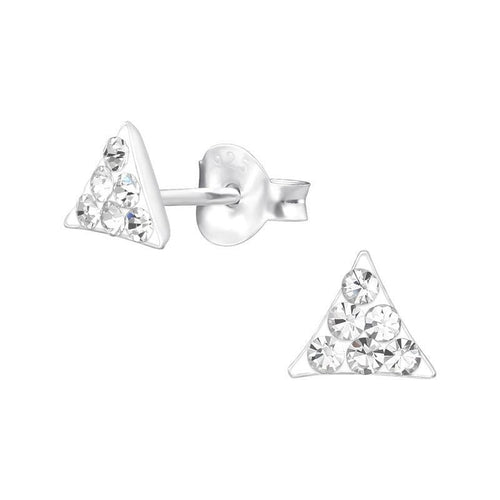 Children's Sterling Silver 'Crystal Triangle' Stud Earrings