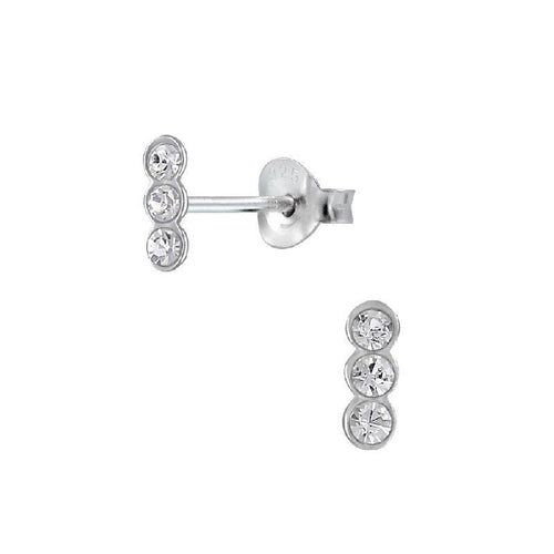 Children's Sterling Silver Triple Crystal Stud Earrings
