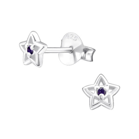 Children's Sterling Silver 'March Birthstone' Stud Earrings